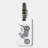 Chopper Motorrad 1950 Cartoon Abbildung Gepäckanhänger (Vorderseite vertikal)