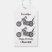 Chopper Motorrad 1950 Cartoon Abbildung Geschenkanhänger (Rückseite)