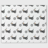 Chopper Motorrad 1950 Cartoon Abbildung Geschenkpapier (Flach)