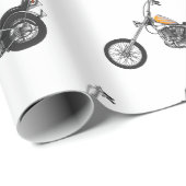 Chopper Motorrad 1950 Cartoon Abbildung Geschenkpapier (Rolleneckpunkt)