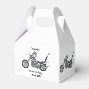 Chopper Motorrad 1950 Cartoon Abbildung Geschenkschachtel