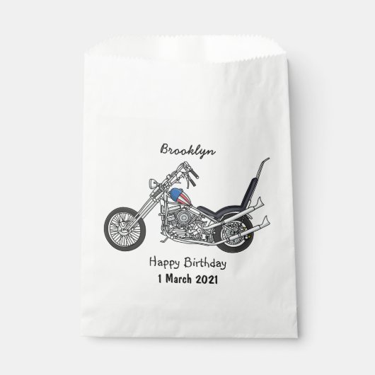 Chopper Motorrad 1950 Cartoon Abbildung Geschenktütchen (Vorderseite)