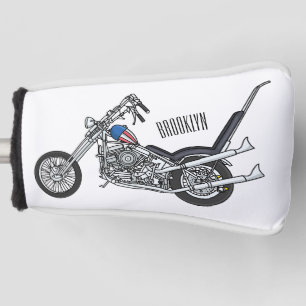 Chopper Motorrad 1950 Cartoon Abbildung Golf Headcover