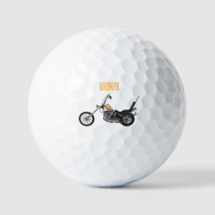 Chopper Motorrad 1950 Cartoon Abbildung Golfball