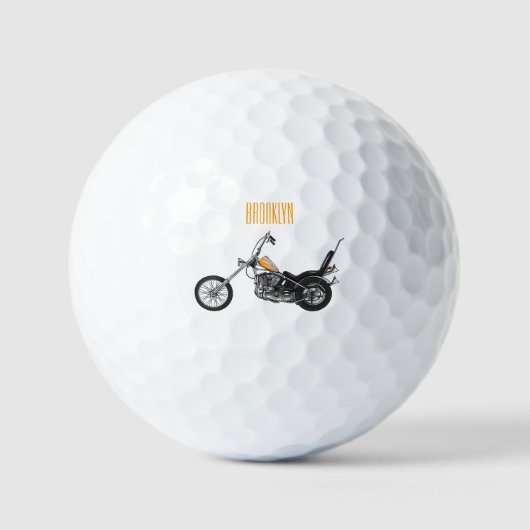 Chopper Motorrad 1950 Cartoon Abbildung Golfball (Vorderseite)