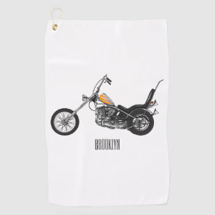 Chopper Motorrad 1950 Cartoon Abbildung Golfhandtuch