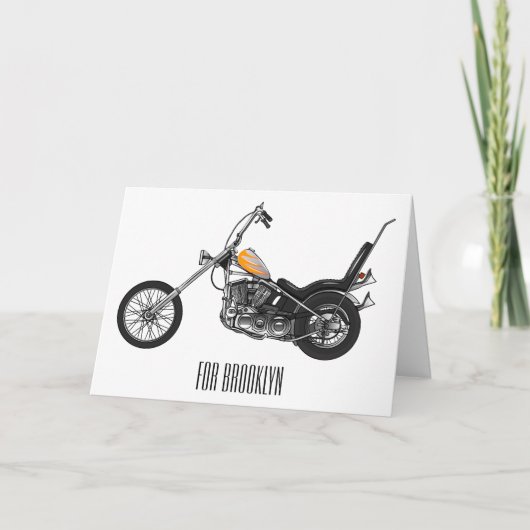 Chopper Motorrad 1950 Cartoon Abbildung Karte (Vorderseite)