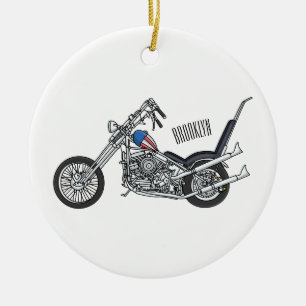Chopper Motorrad 1950 Cartoon Abbildung Keramik Ornament