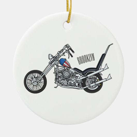 Chopper Motorrad 1950 Cartoon Abbildung Keramik Ornament (Vorne)