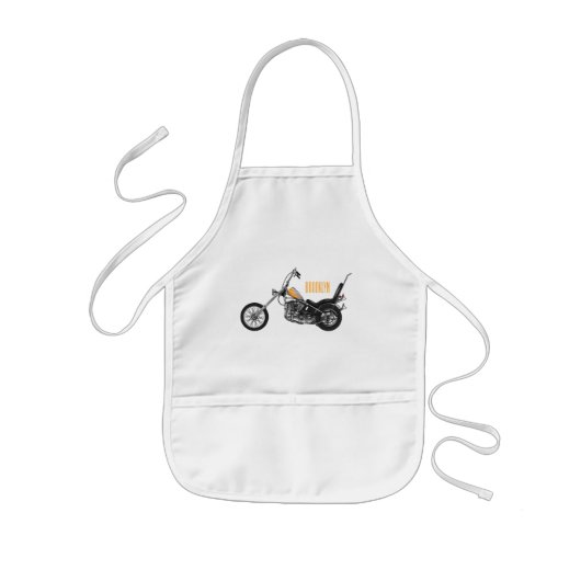Chopper Motorrad 1950 Cartoon Abbildung Kinderschürze (Vorne)