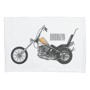 Chopper Motorrad 1950 Cartoon Abbildung Kissenbezug