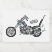 Chopper Motorrad 1950 Cartoon Abbildung Lebensmitteletikett (Einzelnes Label)