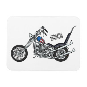 Chopper Motorrad 1950 Cartoon Abbildung Magnet