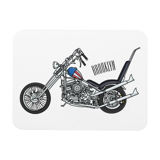 Chopper Motorrad 1950 Cartoon Abbildung Magnet (Horizontal)