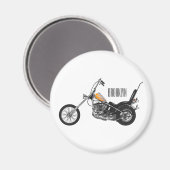 Chopper Motorrad 1950 Cartoon Abbildung Magnet (Vorderseite/Rückseite)