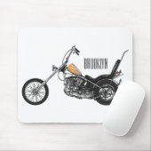 Chopper Motorrad 1950 Cartoon Abbildung Mousepad (Mit Mouse)