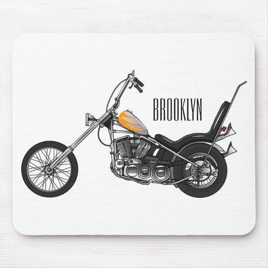 Chopper Motorrad 1950 Cartoon Abbildung Mousepad (Vorne)