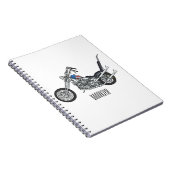 Chopper Motorrad 1950 Cartoon Abbildung Notizblock (Rechte Seite)