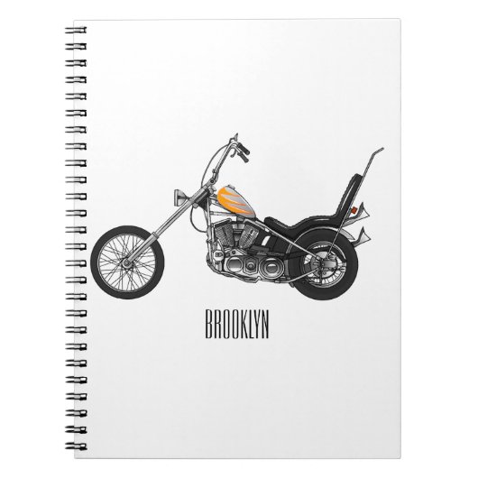 Chopper Motorrad 1950 Cartoon Abbildung Notizblock (Vorderseite)