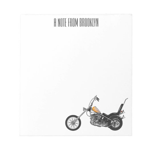 Chopper Motorrad 1950 Cartoon Abbildung Notizblock (Vorderseite)