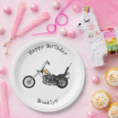 Chopper Motorrad 1950 Cartoon Abbildung Pappteller (Party)