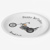 Chopper Motorrad 1950 Cartoon Abbildung Pappteller (Schrägansicht)