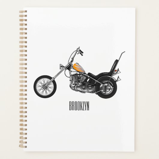 Chopper Motorrad 1950 Cartoon Abbildung Planer (Vorderseite)