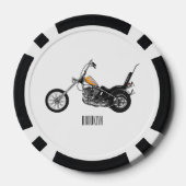 Chopper Motorrad 1950 Cartoon Abbildung Pokerchips (Rückseite)