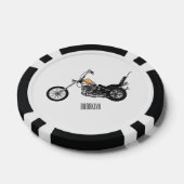 Chopper Motorrad 1950 Cartoon Abbildung Pokerchips (Einzeln)