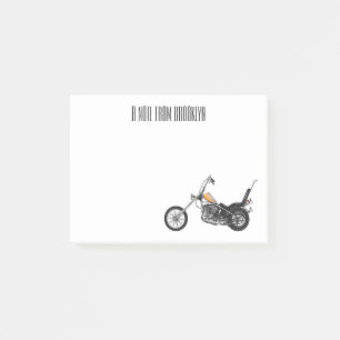 Chopper Motorrad 1950 Cartoon Abbildung Post-it Klebezettel