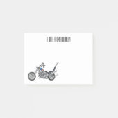 Chopper Motorrad 1950 Cartoon Abbildung Post-it Klebezettel (Vorderseite)