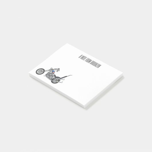 Chopper Motorrad 1950 Cartoon Abbildung Post-it Klebezettel (angewinkelt)