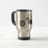 Chopper Motorrad 1950 Cartoon Abbildung Reisebecher (Vorderseite Links)