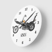 Chopper Motorrad 1950 Cartoon Abbildung Runde Wanduhr (Winkel)