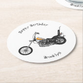 Chopper Motorrad 1950 Cartoon Abbildung Runder Pappuntersetzer (Angewinkelt)