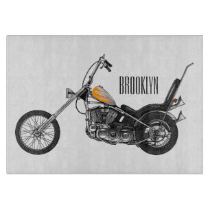 Chopper Motorrad 1950 Cartoon Abbildung Schneidebrett