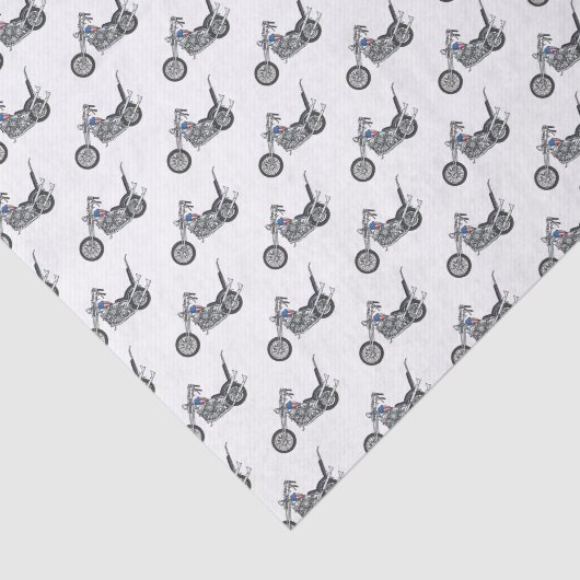 Chopper Motorrad 1950 Cartoon Abbildung Seidenpapier (Ausschnitt)