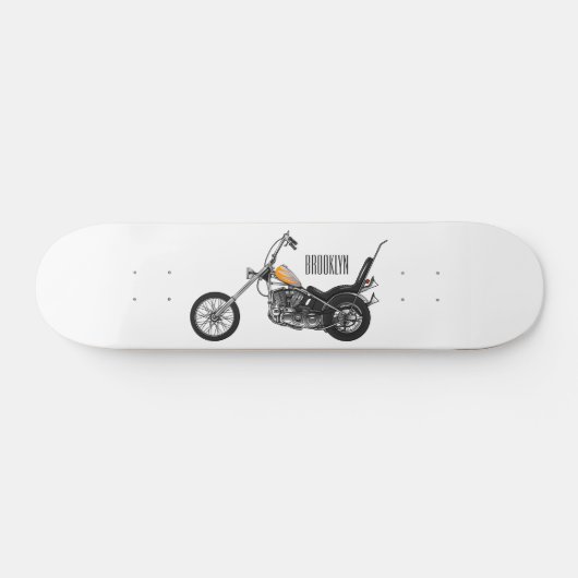 Chopper Motorrad 1950 Cartoon Abbildung Skateboard (Horizontal)