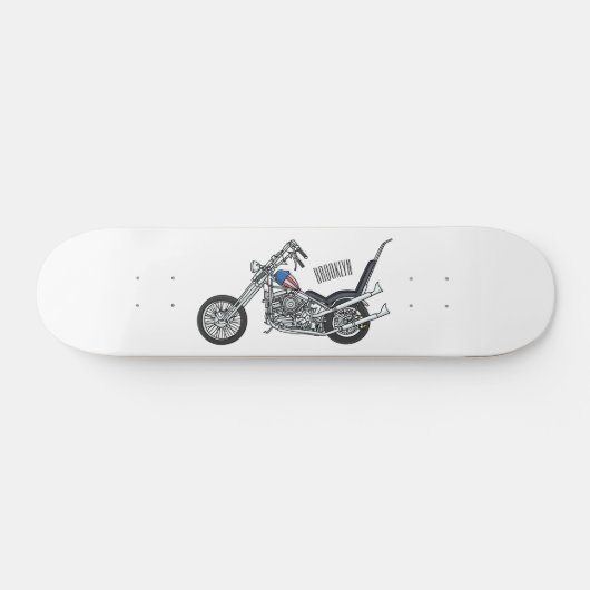Chopper Motorrad 1950 Cartoon Abbildung Skateboard (Horizontal)