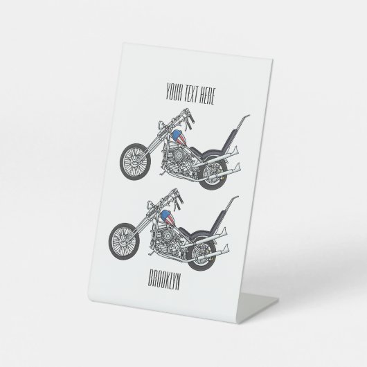 Chopper Motorrad 1950 Cartoon Abbildung Sockelschild (Vorderseite)