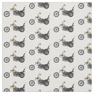 Chopper Motorrad 1950 Cartoon Abbildung Stoff