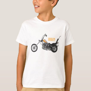 Chopper Motorrad 1950 Cartoon Abbildung T-Shirt