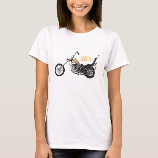 Chopper Motorrad 1950 Cartoon Abbildung T-Shirt (Vorderseite)