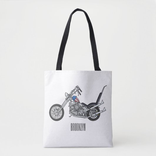 Chopper Motorrad 1950 Cartoon Abbildung Tasche (Vorderseite)