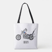 Chopper Motorrad 1950 Cartoon Abbildung Tasche (Rückseite)