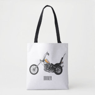 Chopper Motorrad 1950 Cartoon Abbildung Tasche