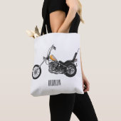 Chopper Motorrad 1950 Cartoon Abbildung Tasche (Von Nahem)