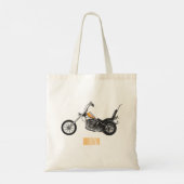 Chopper Motorrad 1950 Cartoon Abbildung Tragetasche (Rückseite)