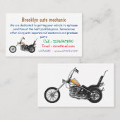 Chopper Motorrad 1950 Cartoon Abbildung Visitenkarte (Vorne/Hinten)