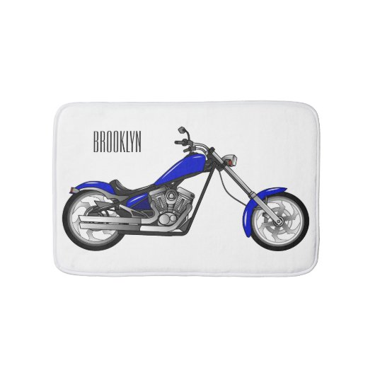 Chopper Motorrad Cartoon Abbildung Badematte (Vorderseite)